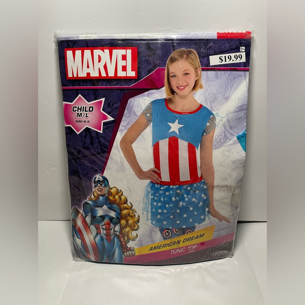 Brand New Marvel American Dream Child M/L Up To Size 14 Tunic Top Costume